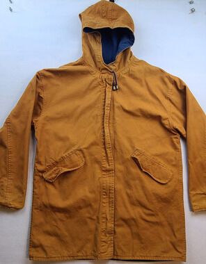 Vintage Brandon Thomas Men’s M Reversible Hooded Jacket Tan Navy Parka Coat